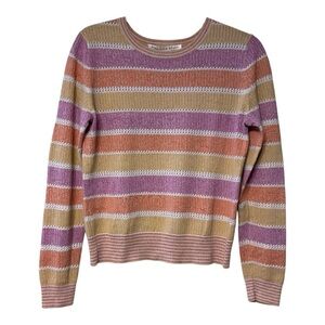Veronica Beard Raimi Striped Multicolored Knit Sweater Size S Linen Blend